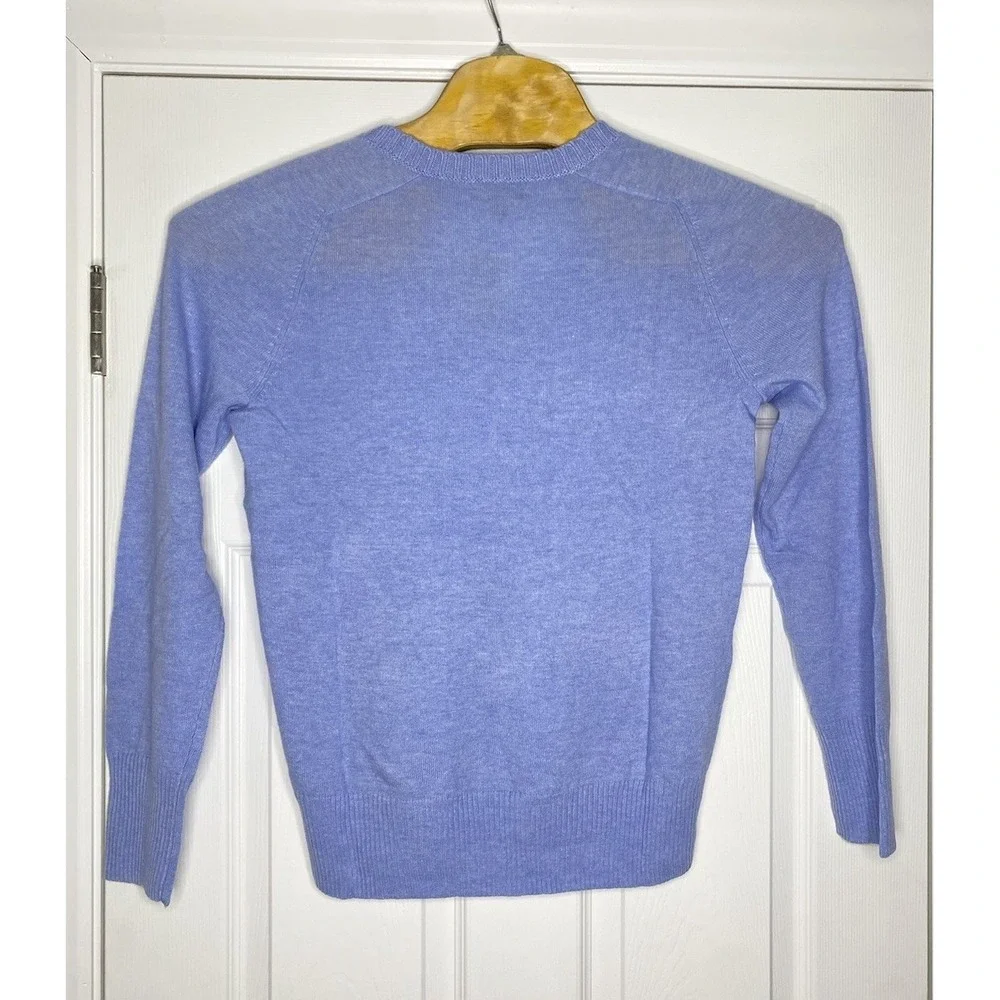 J Crew Mens Cashmere Blend Pullover V Neck Sweater Blue Large‎ New